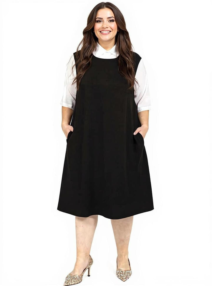 Dreama Pinafore Sleeveless Dress - Black*