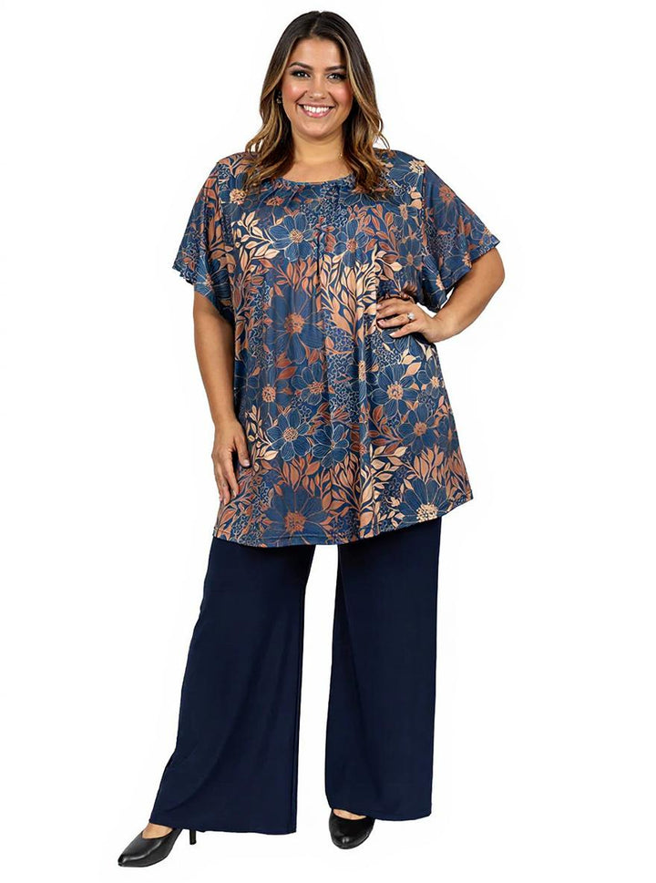 Luna Leaf Tunic - Navy Print*