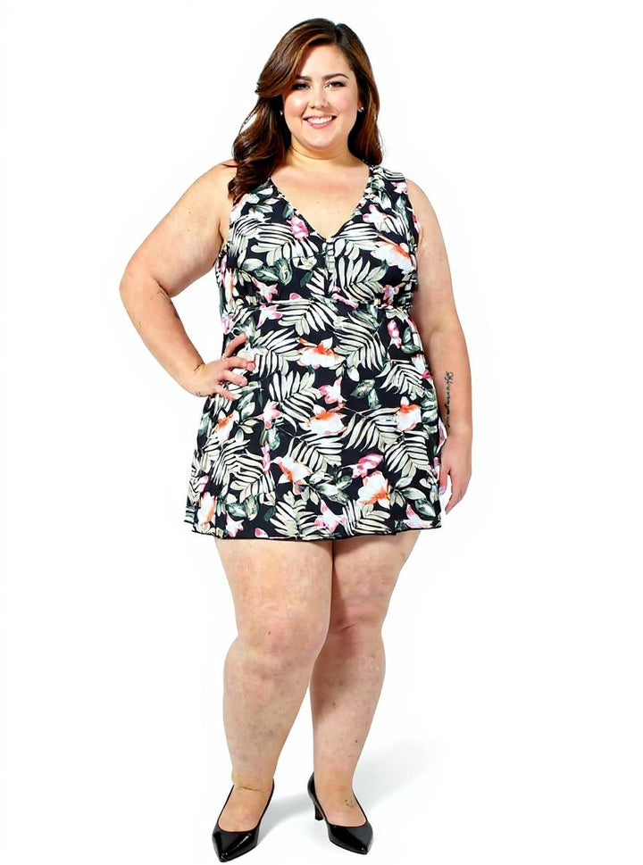 Take Me Away Swim Dress - Tropical Print*