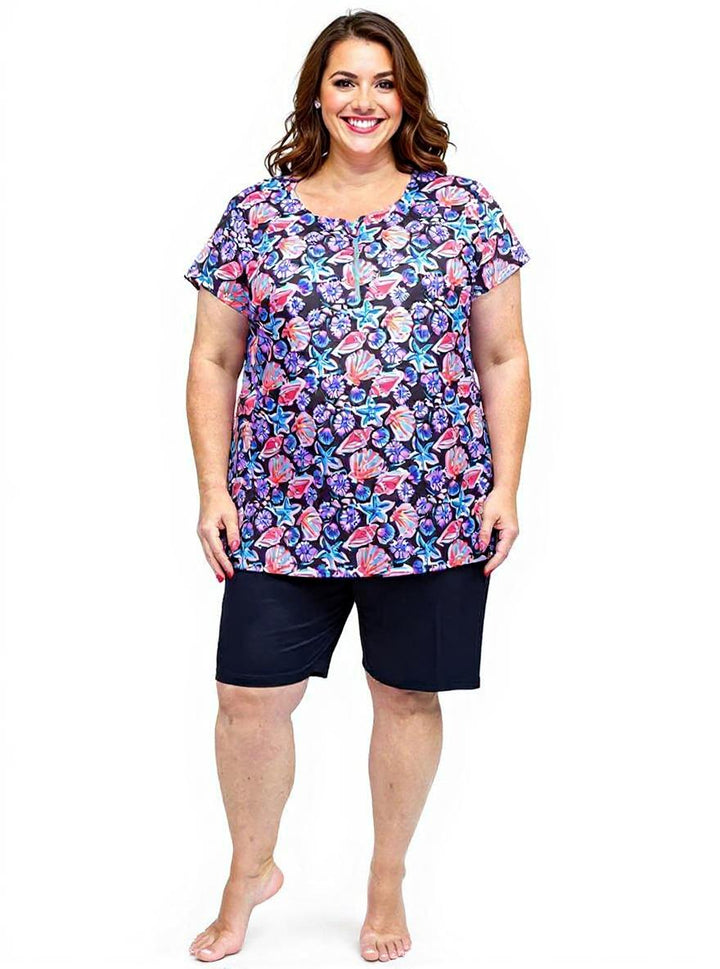 Moana Isles Swim Rashi- Coral Print