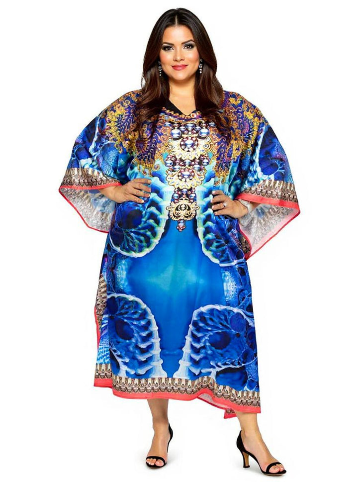 Whitelea Kaftan Dress - Blue Print