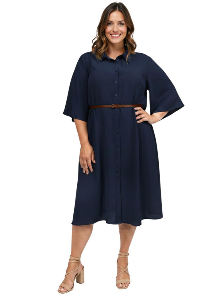 Pine Ridge Shirt Dress - Navy**