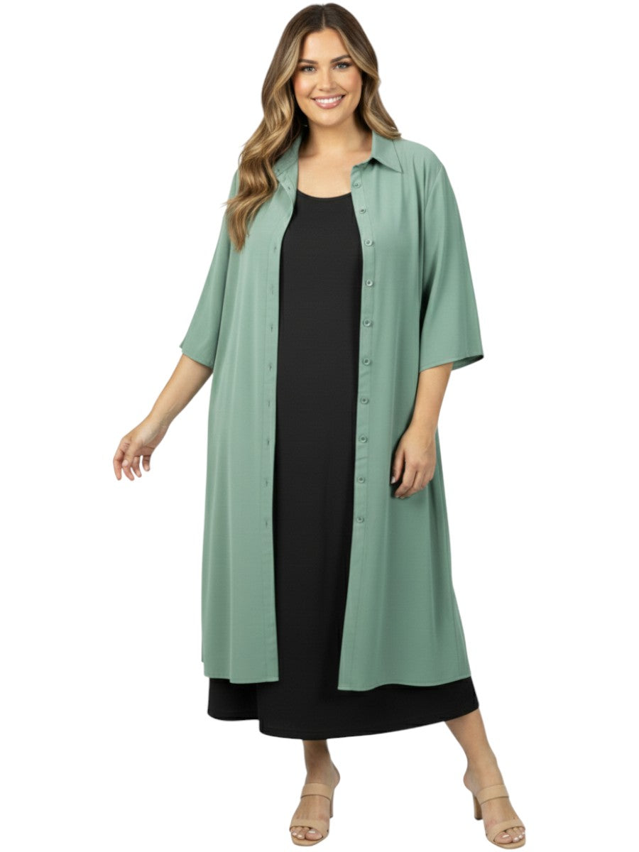Pine Ridge Shirt Dress - Olive**
