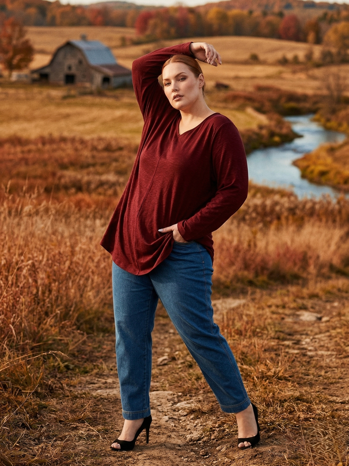 Portland Tunic - Wine Marle*