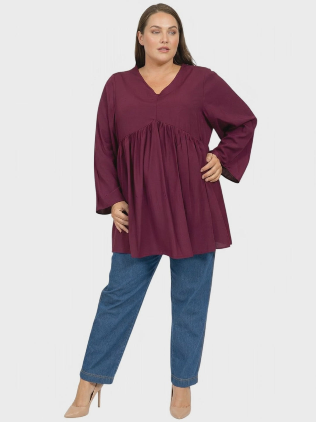 Dallas V-Neck Tunic - Wine