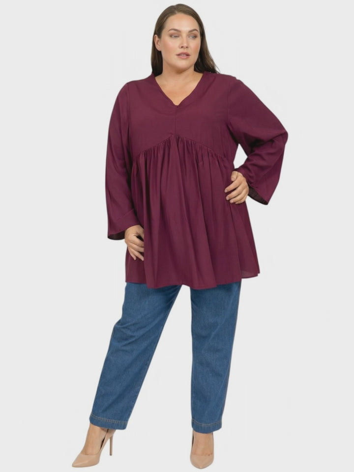 Dallas V-Neck Tunic - Wine