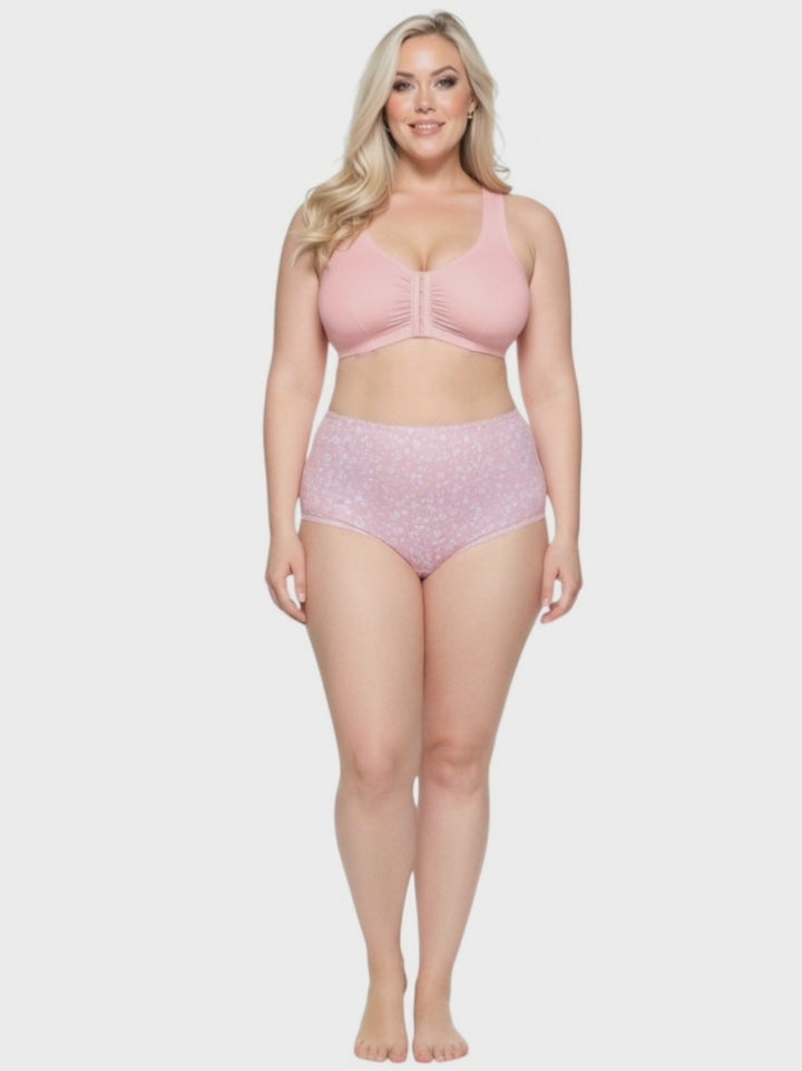 Full Briefs - BCS1025 Cotton Spandex - Maroon/Pink Print