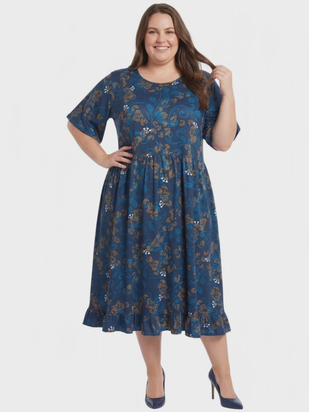 Trinity Dress - Navy Print