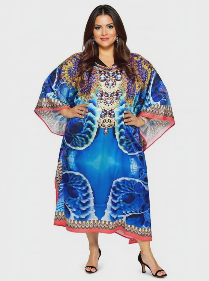 Whitelea Kaftan Dress - Blue Print