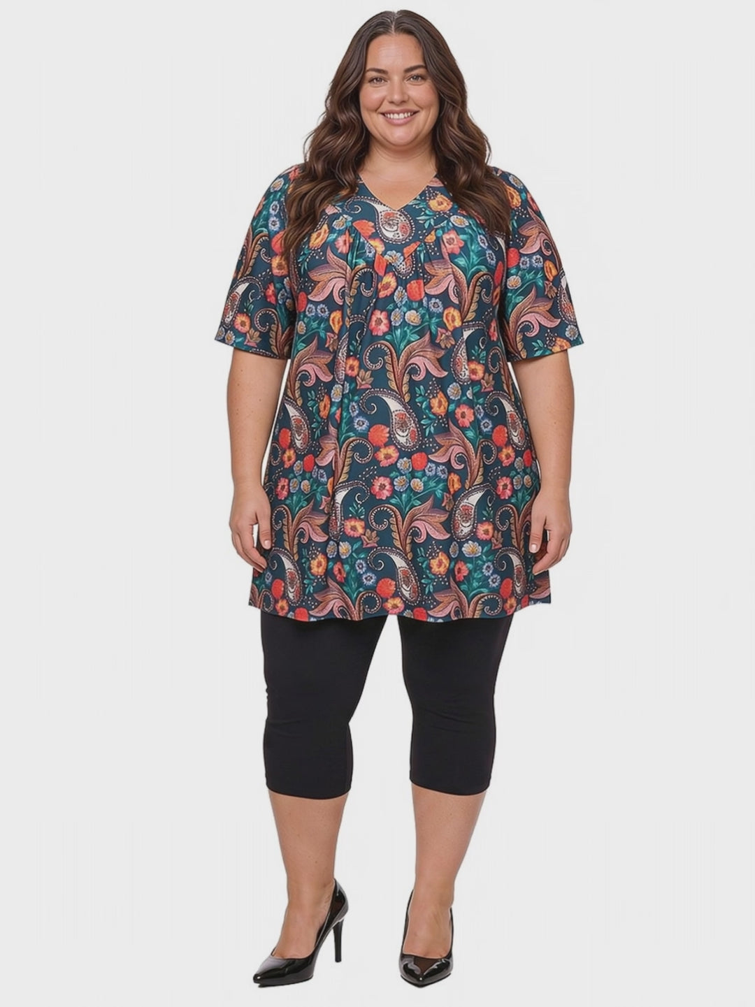 Logan Fields Tunic - Teal Print