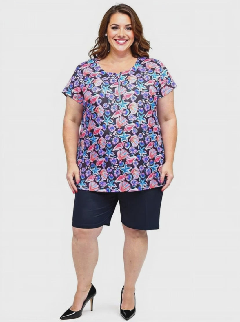 Moana Isles Swim Rashi- Coral Print