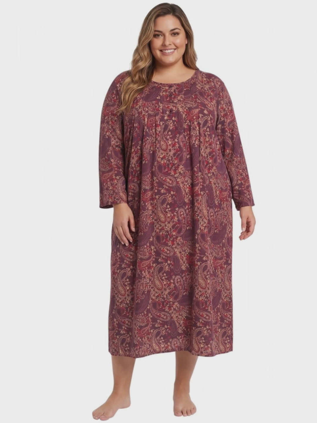 Jasmine Nightie - Wine Print