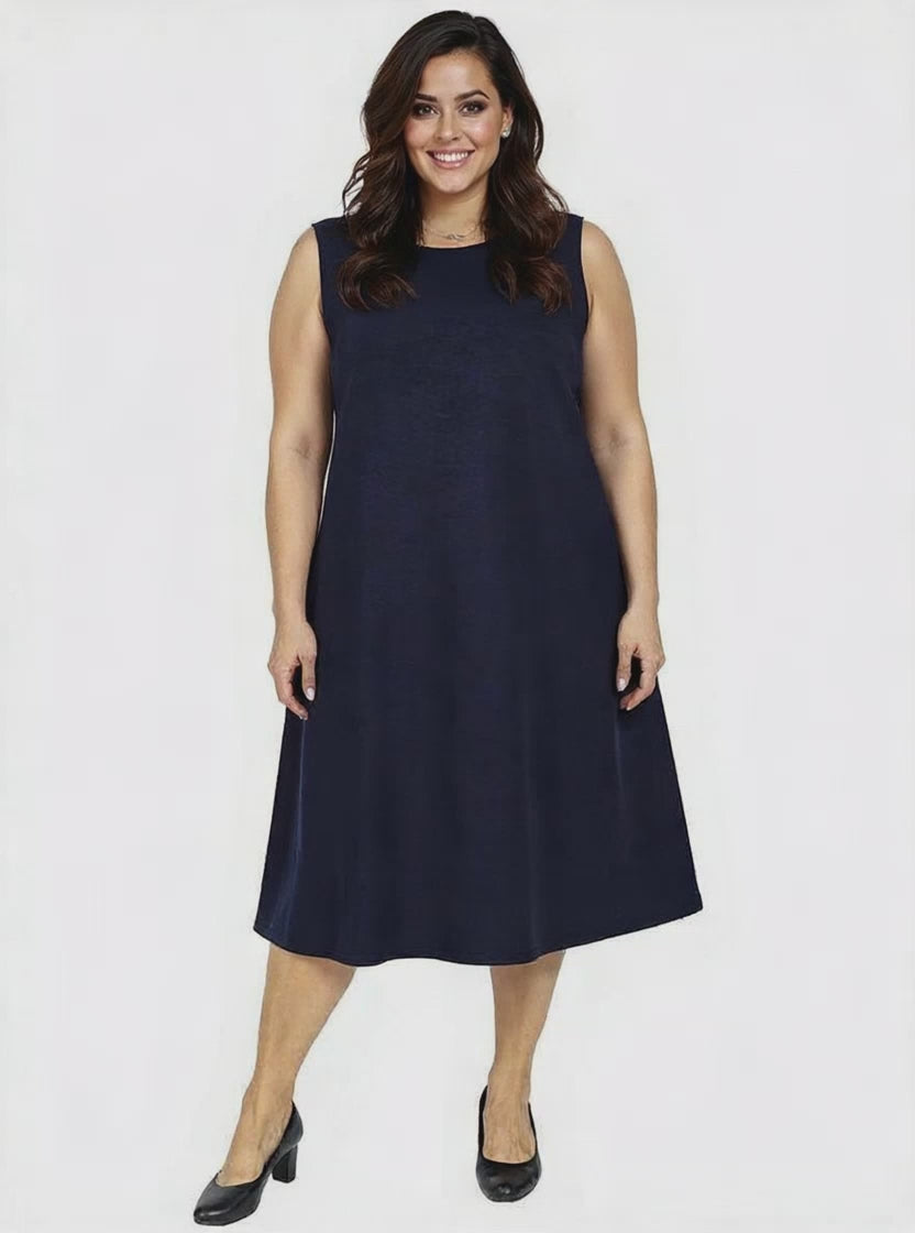 Dreama Pinafore Sleeveless Dress - Navy