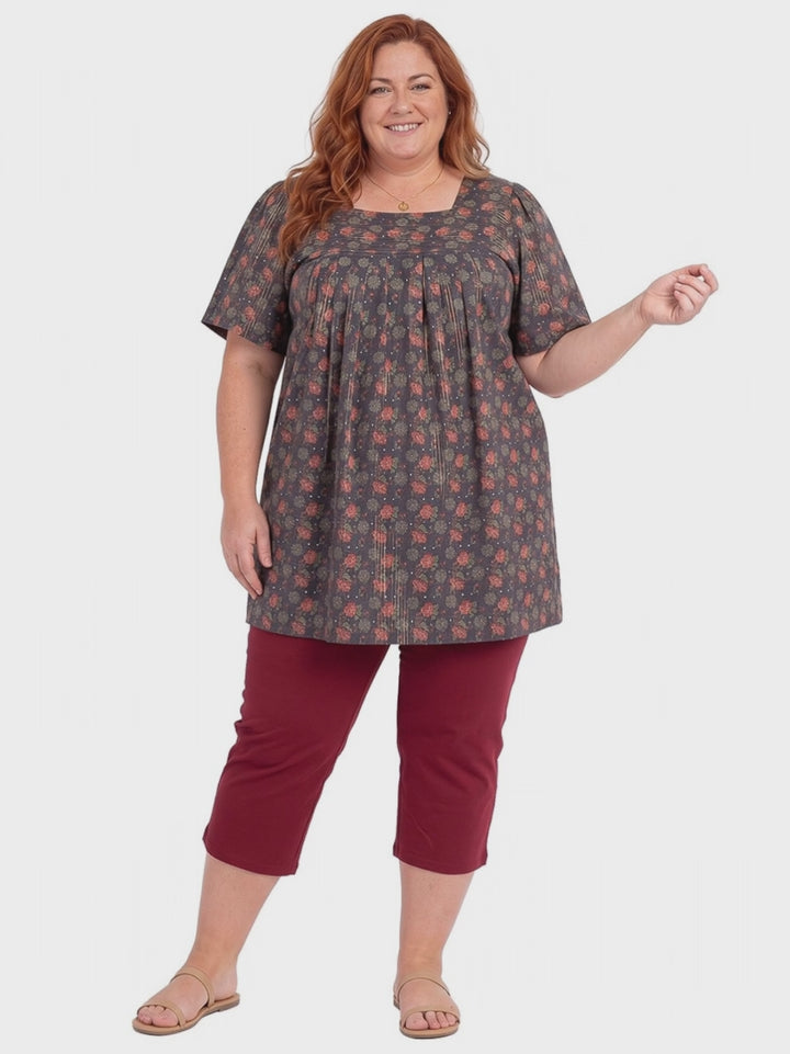 Cottage Charm Tunic - Red Print
