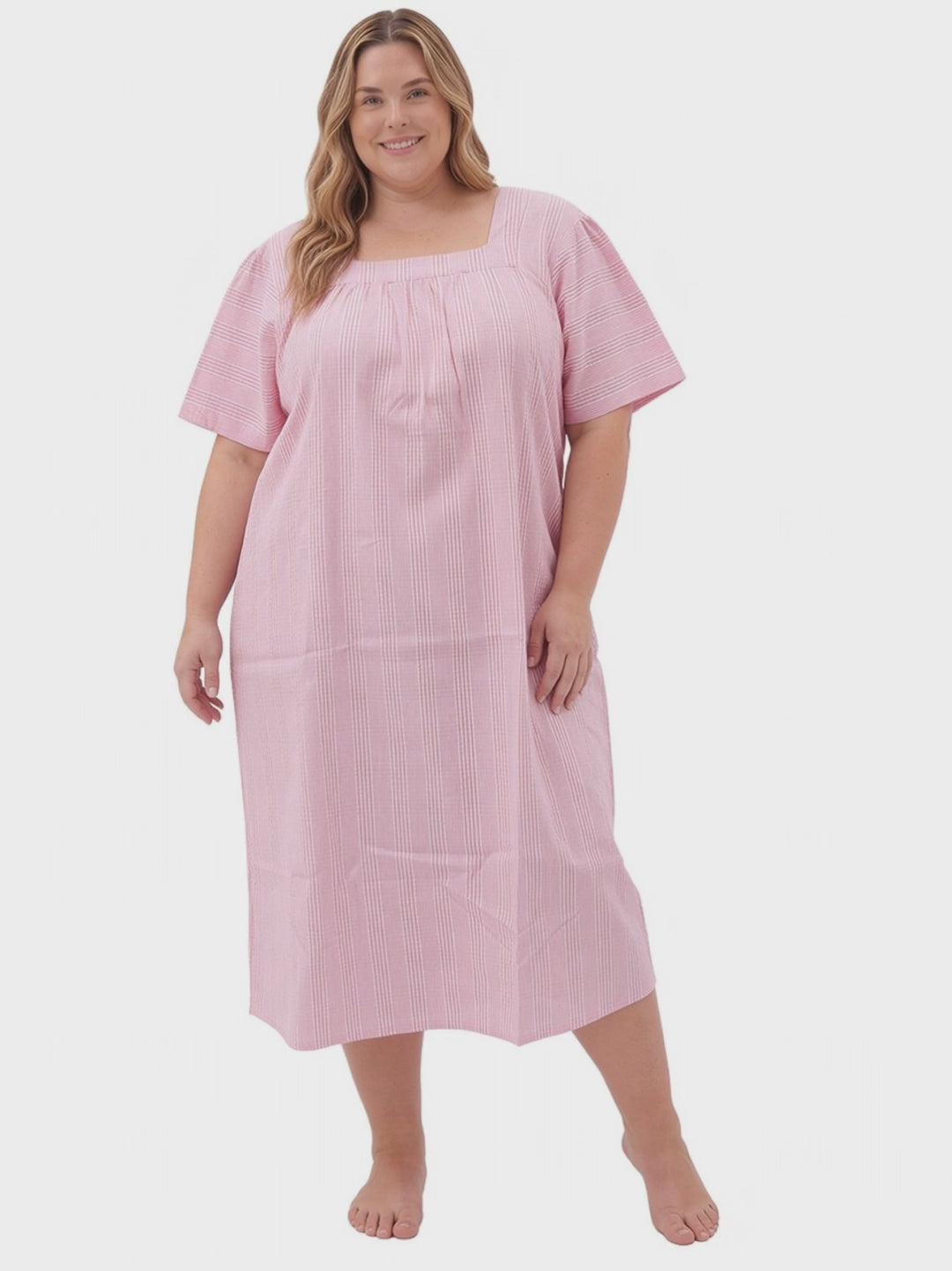 Beretta Nights Seersucker Nightie - Pink