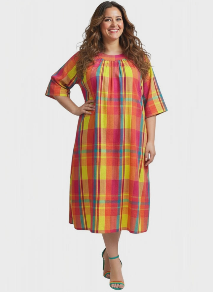 Parish Seersucker Dress - Orange Print