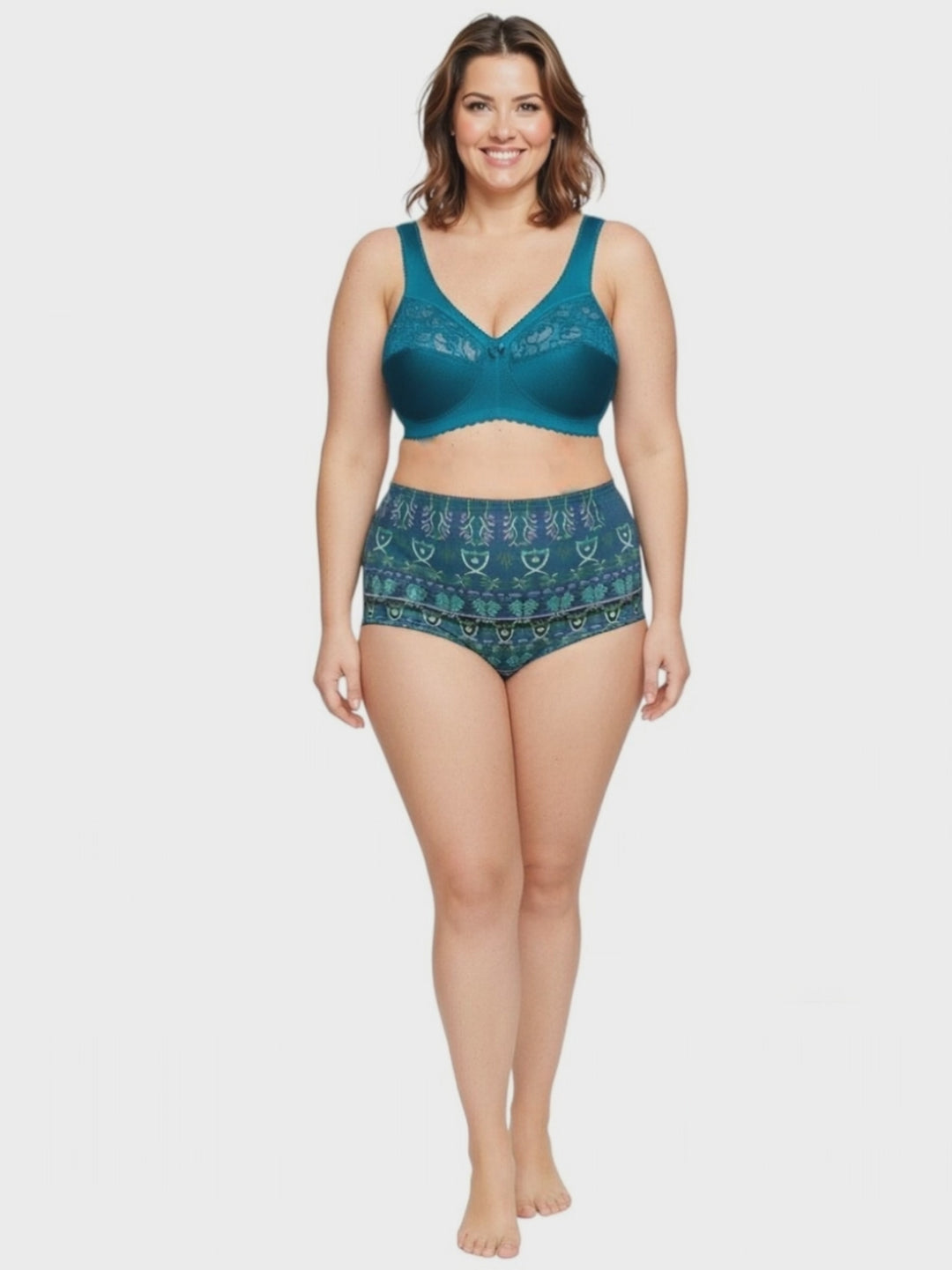 Full Briefs - BCS1026 Cotton Spandex - Teal/Aqua Print