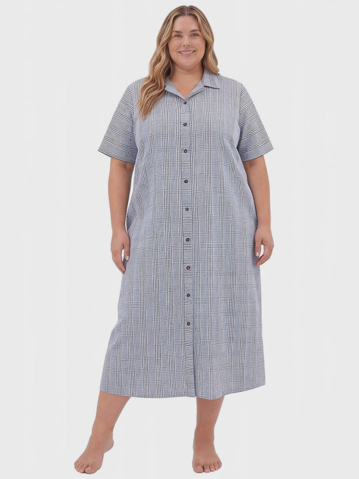 Beretta Dream Seersucker Dressing Gown - Blue Print