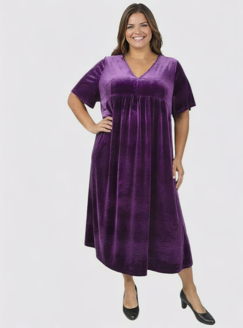 Gala Velour Dress - Blackcurrant*