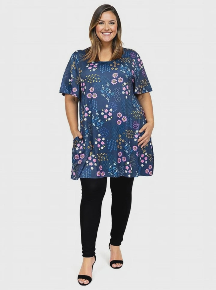 Foster Tunic  - Navy Print*