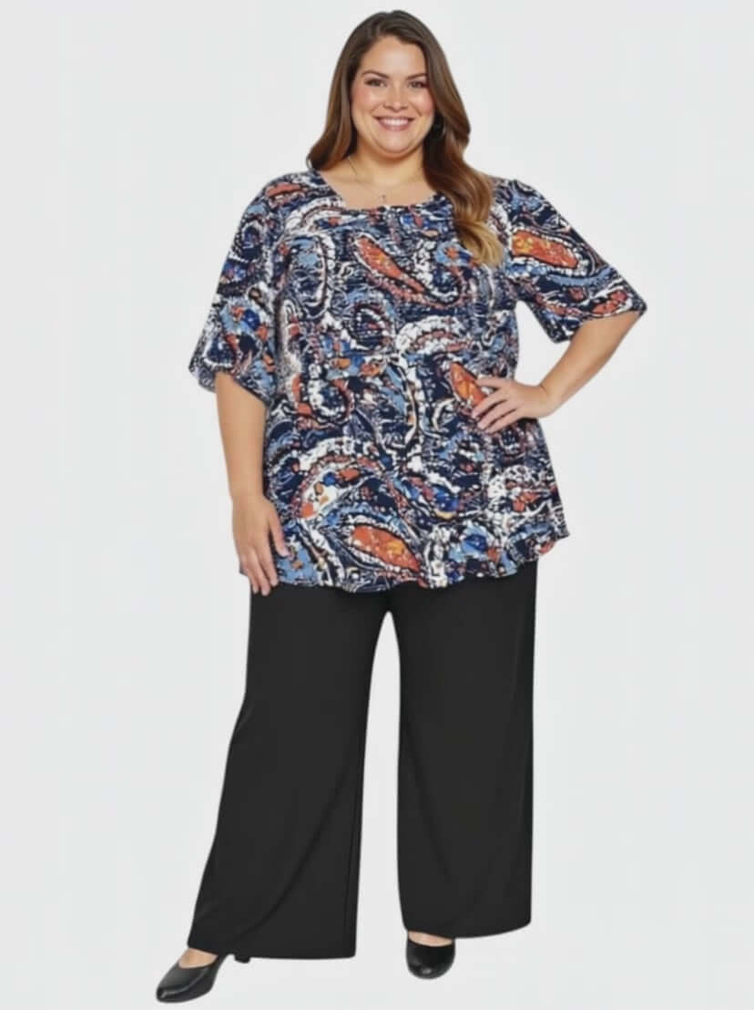 Salem Top - Navy Print