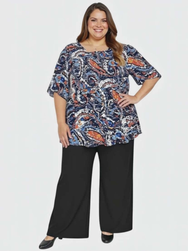 Salem Top - Navy Print