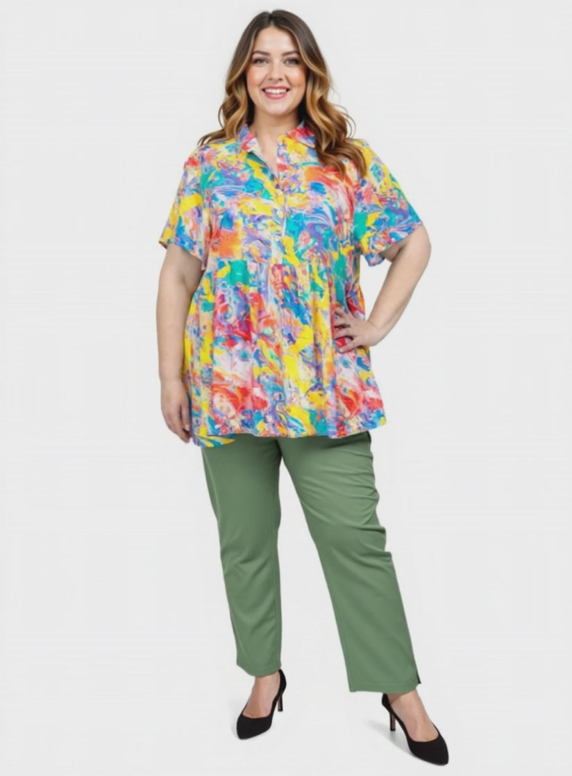 Journee Blouse - Yellow Print