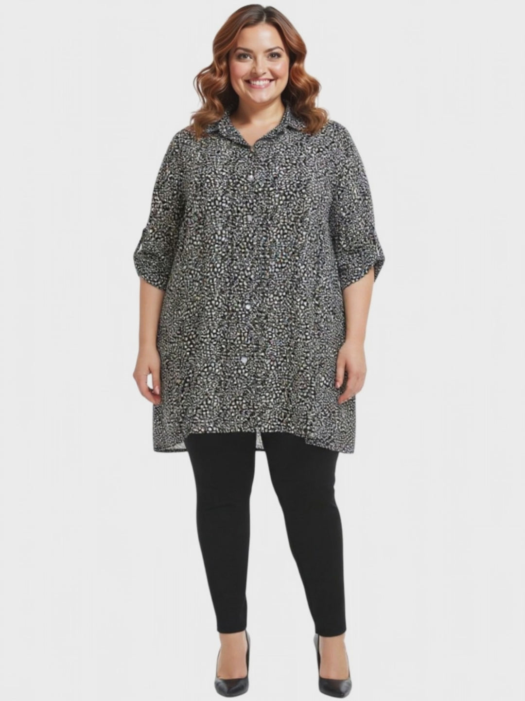 Ardell Blouse - Black/Mocha Print