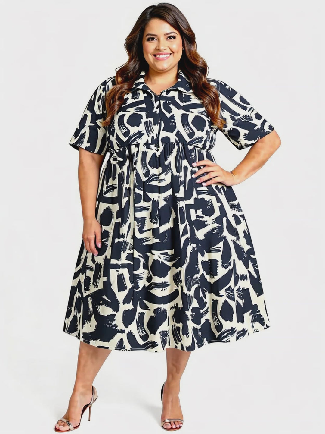 Johanna Dress - Black & Cream Print