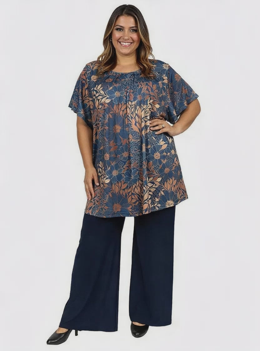 Luna Leaf Tunic - Navy Print*