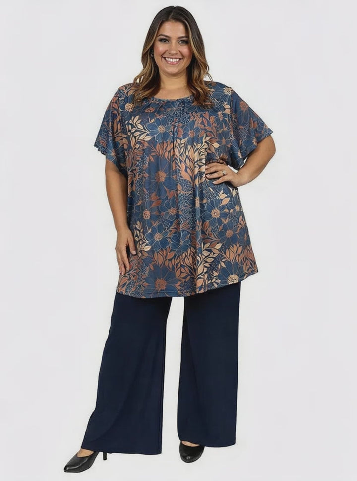 Luna Leaf Tunic - Navy Print*