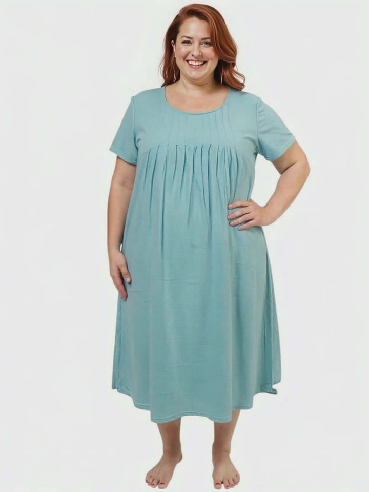 Marlow Nightie - Aqua, plus size women's nightie size 16-50, comfortable and stylish for warm weather.