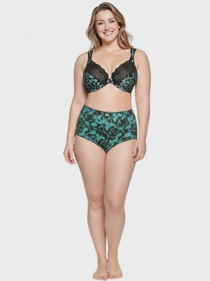 Full Briefs - BCO1010 Cotton - Teal/Green Print
