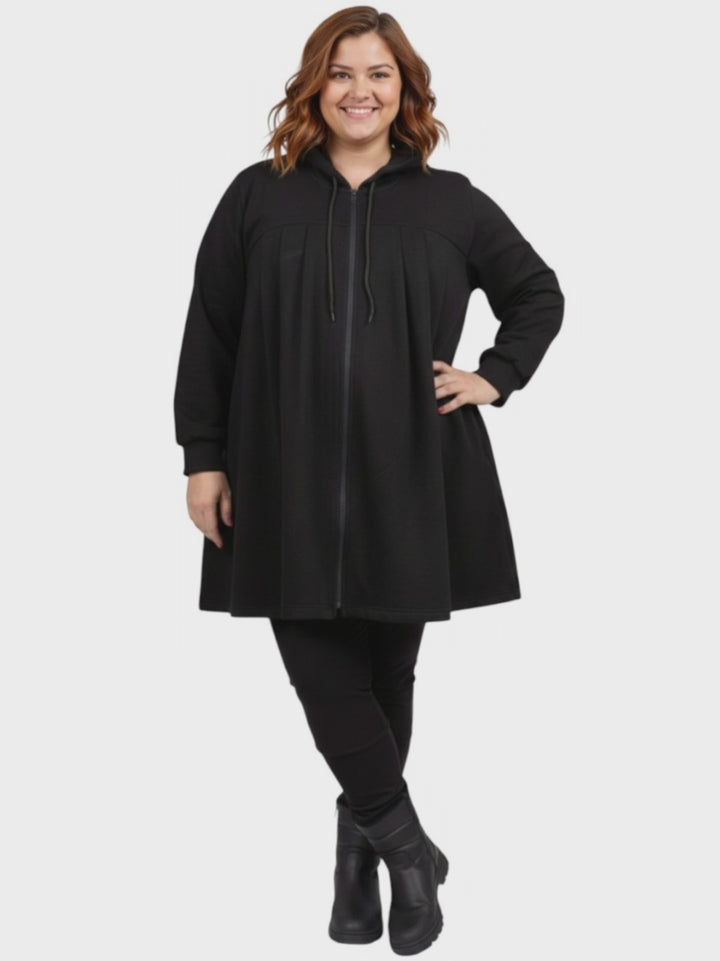 Lenora Fleece Hoodie Jacket - Black