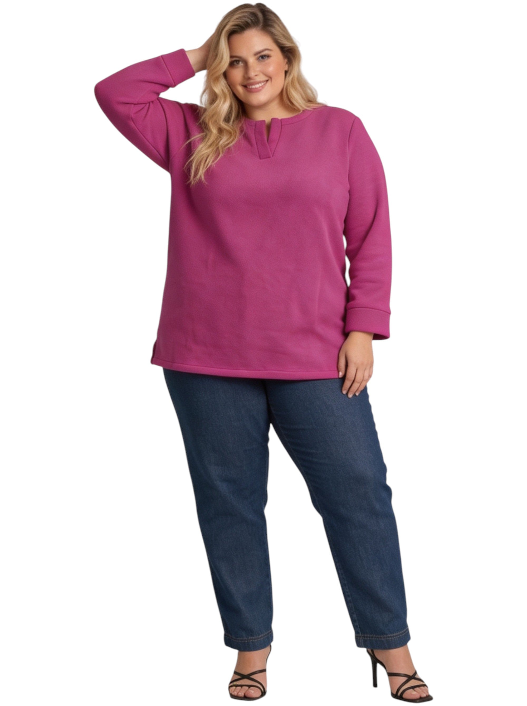 Reuben Fleece Jumper - Raspberry**