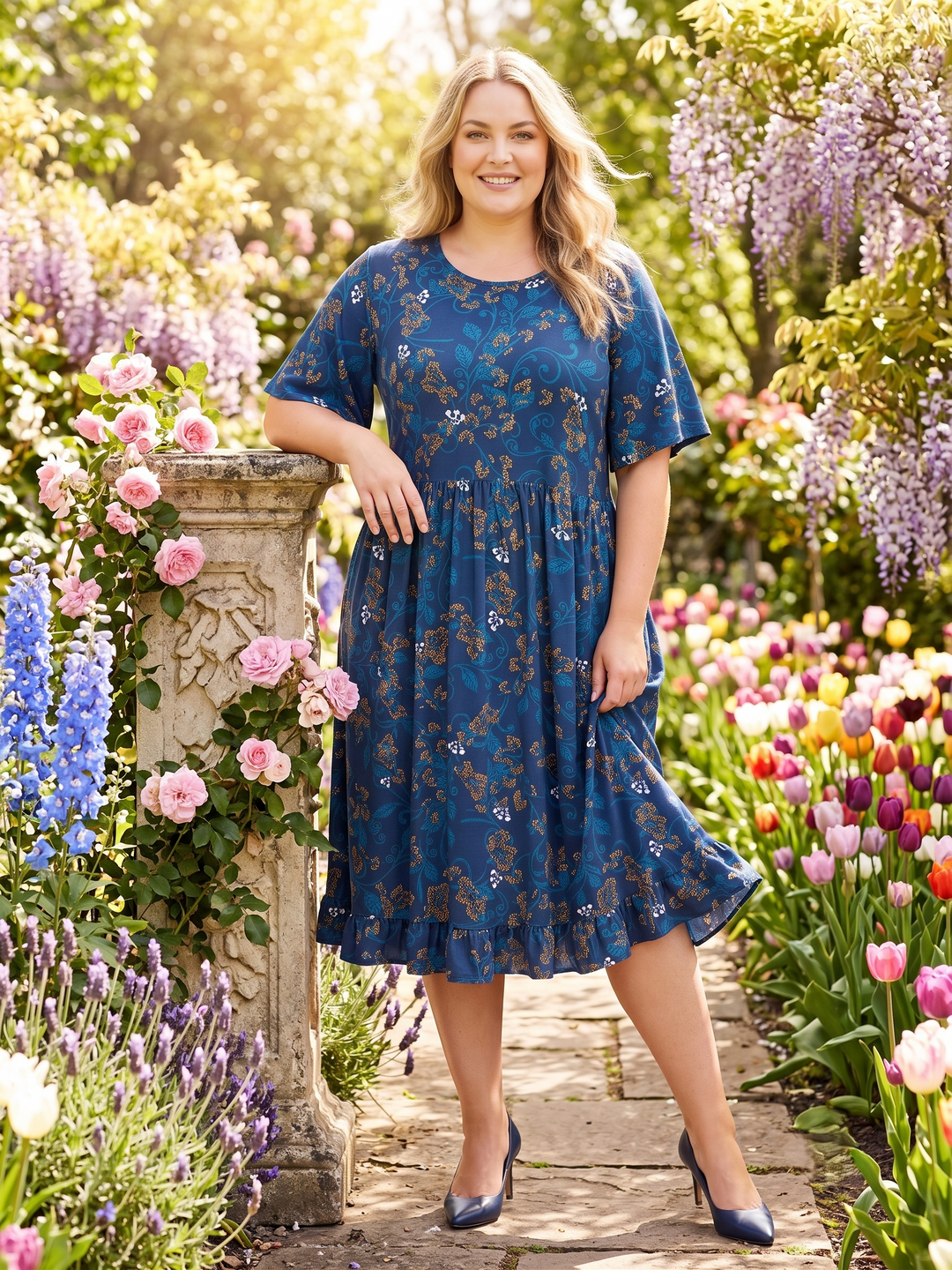 Trinity Dress - Navy Print